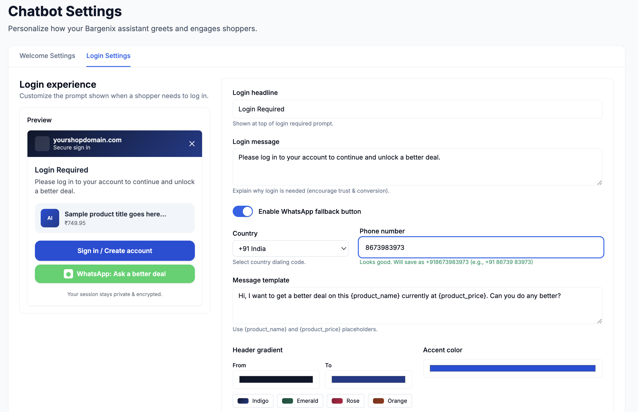 WhatsApp commerce integration